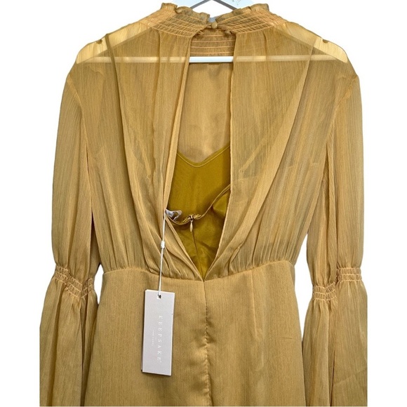 KEEPSAKE The Label | NWT Yellow Sheer Slip Elevate Long Sleeve Midi Dress Sz S - Picture 6 of 10